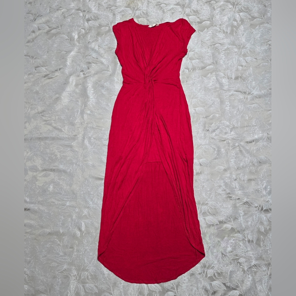 Rolla Coster Red Maxi Twist Dress Small Front Slit Christmas Classy Sexy Party